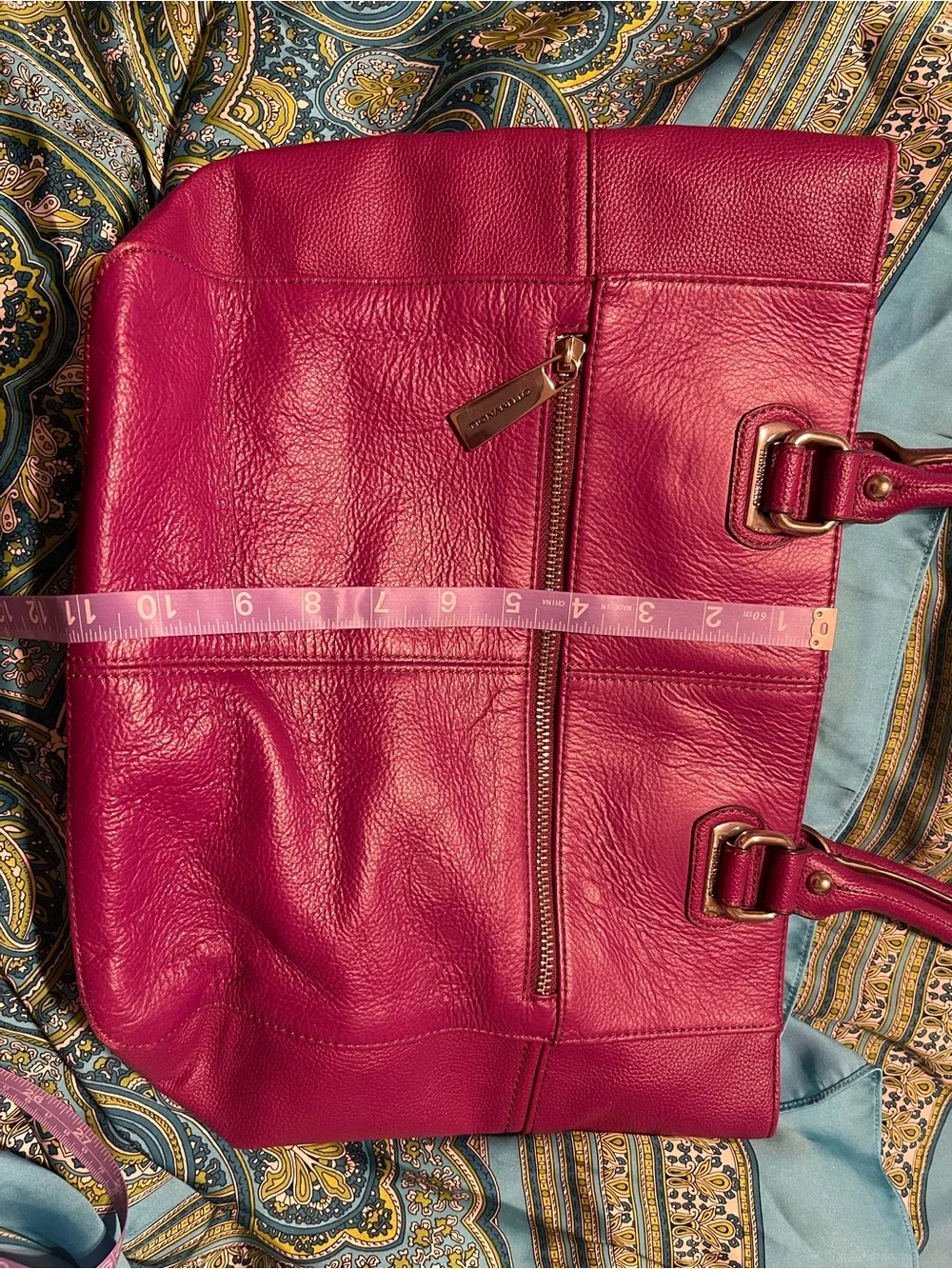 Fuchsia pebbled leather tote